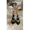 Boucle d'oreille malachite et tourmaline noir