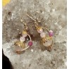 Boucles d'oreilles quartz rose, kunzite et rubis rose.