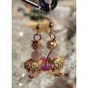 Boucles d'oreilles quartz rose, kunzite et rubis rose.