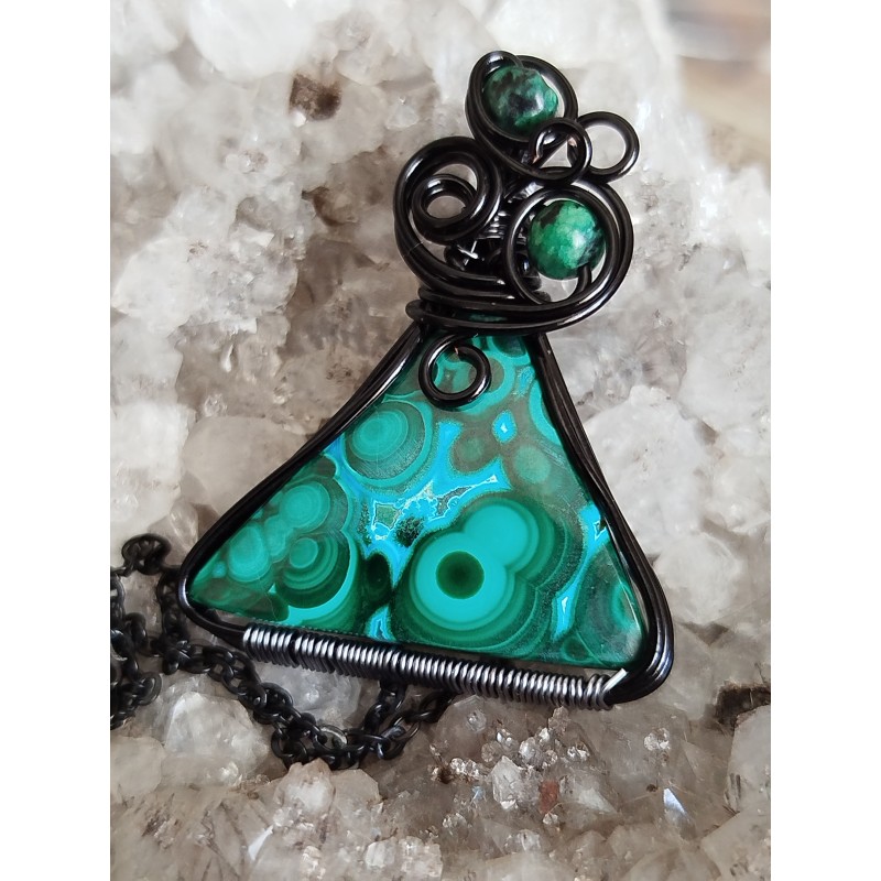 pendentif malachite et chrysocolle