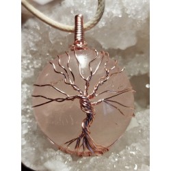 Pendentif arbre de vie quartz rose