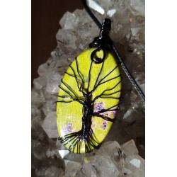 Pendentif arbre de vie en serpentine stichite ou atlantisite